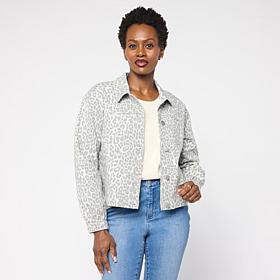 G by Giuliana Print and Solid Denim Jacket