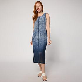 G by Giuliana Printed Denim-Like Mesh Dress