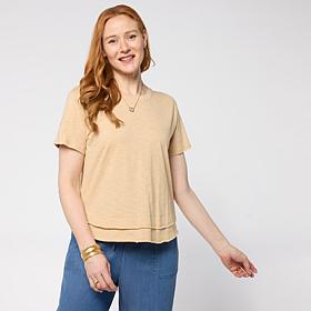 G by Giuliana Short-Sleeve Shirttail Cotton Slub Tee