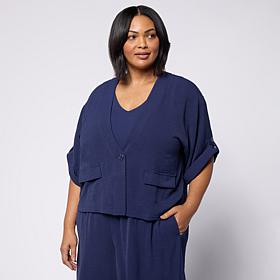 G by Giuliana Short Sleeve Stretch Woven Jacket