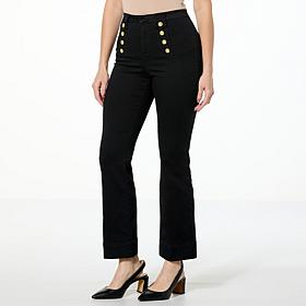 G by Giuliana Stretch G-Soft Denim Bootcut Sailor Pant w/Button Detail