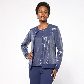 G by Giuliana Sweater Cardigan with Clear Sequins