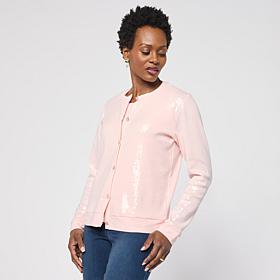 G by Giuliana Sweater Cardigan with Clear Sequins