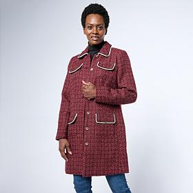 G by Giuliana Woven Boucle Topper with Braided Detail