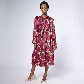 G by Giuliana Woven Crepe Button Front Ruffle Dress