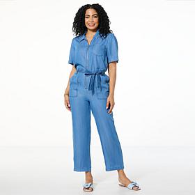 G by Giuliana Woven Tencel Wide Leg Jumpsuit