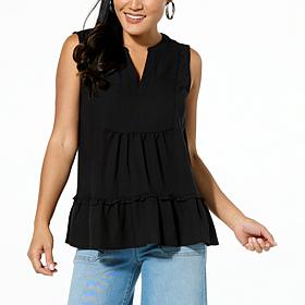 G by Giuliana Woven Tiered Swing-Hem Tank