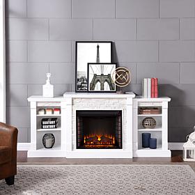 Gallatin Simulated Stone Electric Fireplace with Bookcases