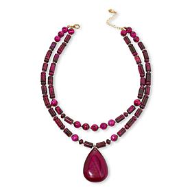 GemHues 17" Bronze Gemstone Double Layered Beaded Necklace      