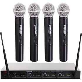 Gemini UHF-04M UHF Quad Wireless Handheld Microphones System