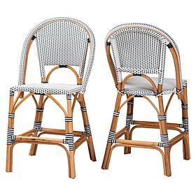Genica Rattan Counter Stool with Woven Plastic Frame