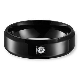 Geoffrey Beene Men's Stainless Steel CZ Solitaire Band Ring