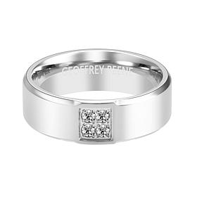 Geoffrey Beene Men's Stainless Steel Four-CZ Ring