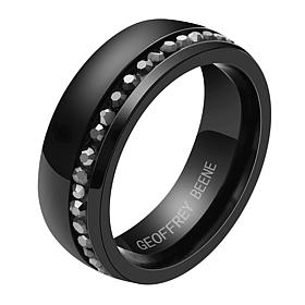 Geoffrey Beene Men's Stainless Steel Hematite Inlay Ring