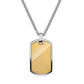 Geoffrey Beene Stainless Steel Polished Dog Tag Pendant Necklace