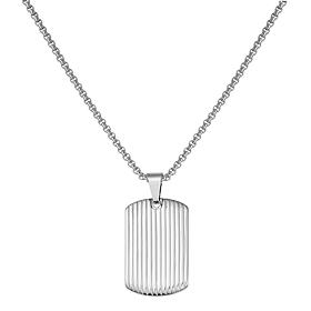 Geoffrey Beene Stainless Steel Striped Dog Tag Pendant Necklace