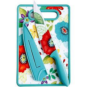 Gibson Cristy 8" Chef Knife with Sheath & Cutting Board in Turquoise