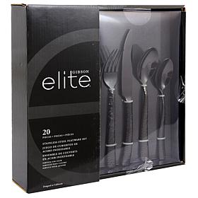 Gibson Elite Stonehenge 20-piece Flatware Set in Black