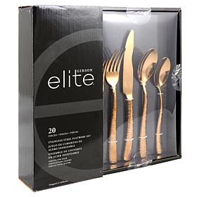 Gibson Elite Stonehenge 20-piece Flatware Set in Rose Gold