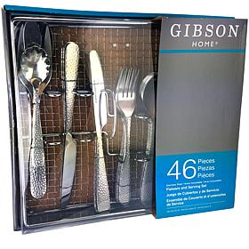 Gibson Hammered 46-Piece Flatware Set with Wire Caddy