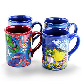 Gibson Home Beachcomber 4pc 16oz Stoneware Mug Set in Assorted Designs