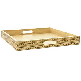 Gibson Home Sadler 15" Wood Serving Tray with Built-in Handles