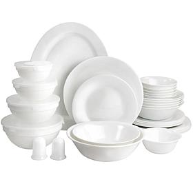 Gibson Ultra 36-Pc Tempered Opal Glass Combo Dinnerware Set in White