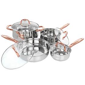 GibsonHome Bransonville 8Pc Stainless Steel Cookware Set Chrome&Bronze