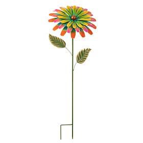 Gliitzhome 41"H Red and Green Garden Metal Flower Yardstake