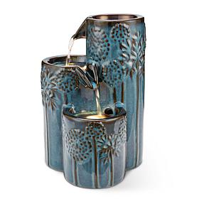 Glitzhome 10"H 3-Tier Turquoise Ceramic Tabletop Fountain