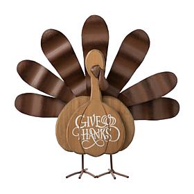 Glitzhome 12.25in. L Wooden and Metal Turkey Table Decor