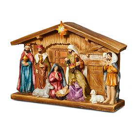 Glitzhome 12.5" Lighted Resin Nativity House
