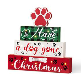 Glitzhome 12in. H Lighted Wooden Pet Block Word Sign