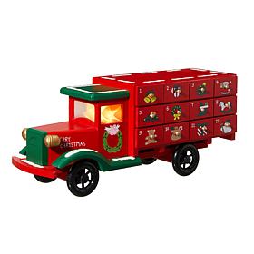 Glitzhome 14.5" Wooden Christmas Truck Countdown Calendar