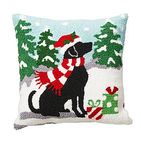 Glitzhome 14in L Hooked Christmas Dog Pillow