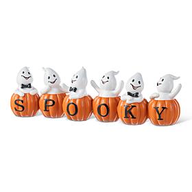Glitzhome 15.5''L Halloween SPOOKY Ghost Pumpkin Table Decor