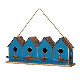 Glitzhome 17" Washed Retro Distressed Wood Garden Birdhouse with Perch