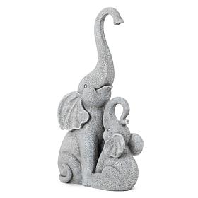 Glitzhome 18.25" Resin Mother and Baby Elephant Statue