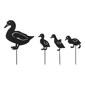 Glitzhome 18"H 2-in-1 Set of 4 Black Metal Duck Silhouette Picks