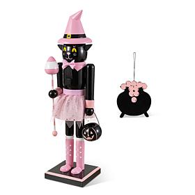 Glitzhome 18"H Halloween Wood w/Ornament Nutcracker