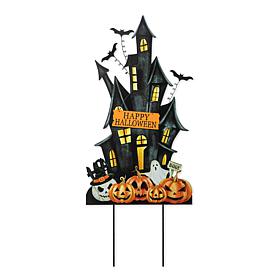 Glitzhome 32" Metal Haunted House Yard Stake