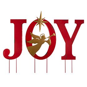 Glitzhome 36" H Metal JOY Angel Yard Stake, Standing or Wall Decor