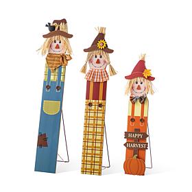 Glitzhome 36"H Fall 3pc Wood Sacrecrow Family Porch Decor