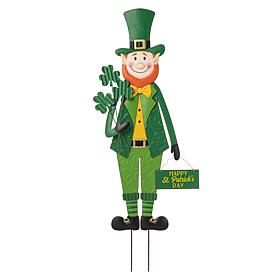 Glitzhome 36in H St. Patrick's Metal Leprechaun Yard Stake/ Wall Decor
