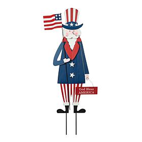 Glitzhome 36in H Wooden Patriotic Uncle Sam Yard Stake or Wall Decor