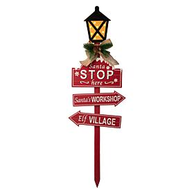 Glitzhome 42" H Wooden Christmas Yard Stake with LED