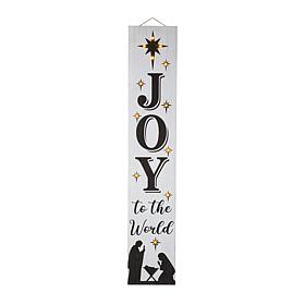 Glitzhome 42"H Lighted Wooden Nativity Porch Sign