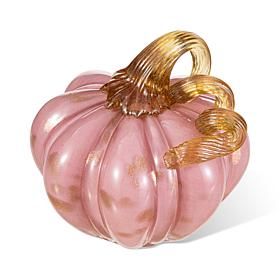 Glitzhome 4.5"D X 4.75"H Multi Striped Glass Short Pumpkin