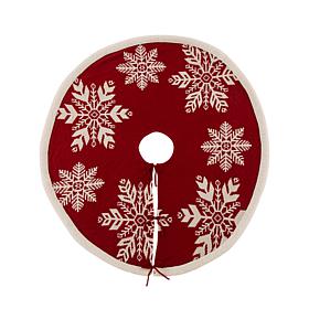 Glitzhome 48in D Knitted Snowflake Acrylic Christmas Tree Skirt