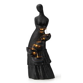 Glitzhome 5-Tiered Abstract Outdoor Fountain w/ Pump & LED Light